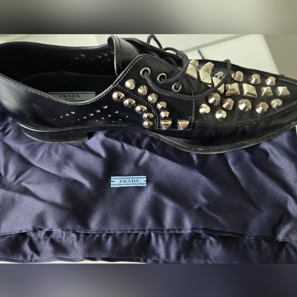 Prada Leather Studded Lace Up Shoes - Picture 6 of 6